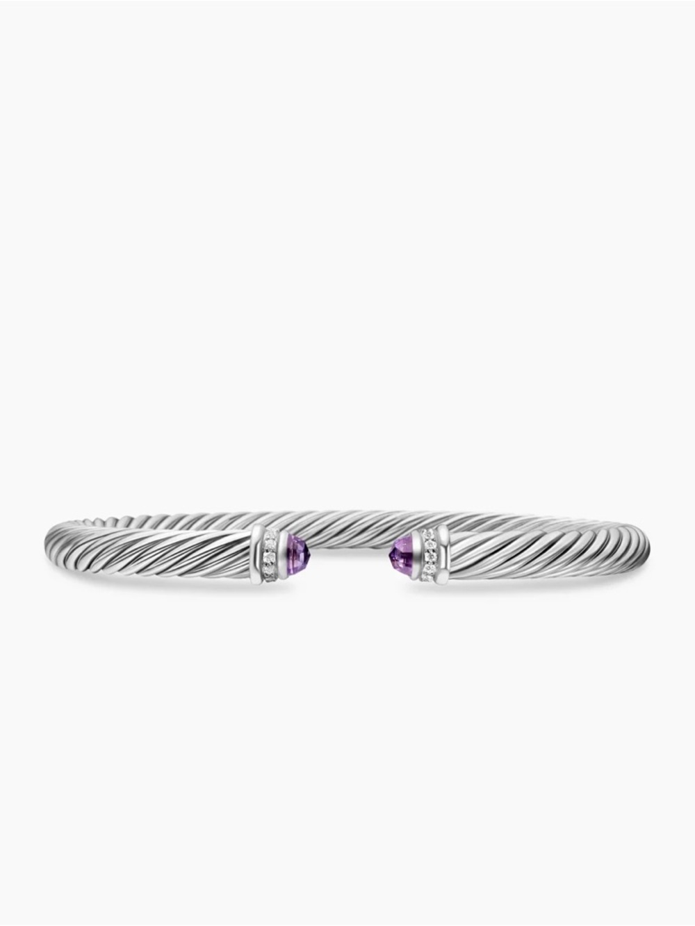 David Yurman Classic Cable Bracelet, Sterling Silver, Amethyst & Diamonds, 5mm